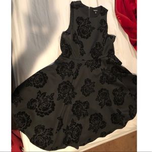 Black Flocked Scuba Skater Dress